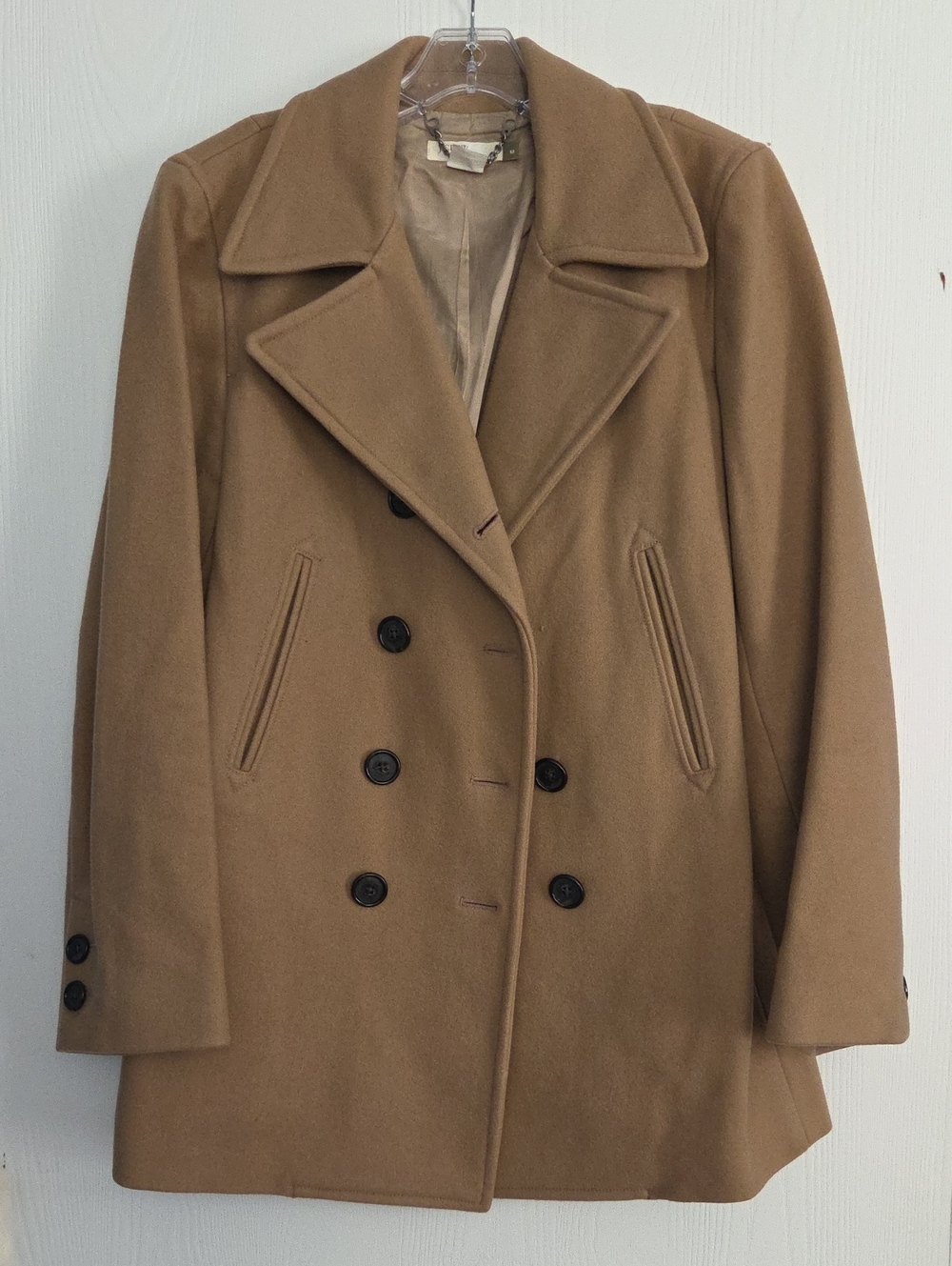 VTG J. Crew Women's Camel Double-Breasted Peacoat